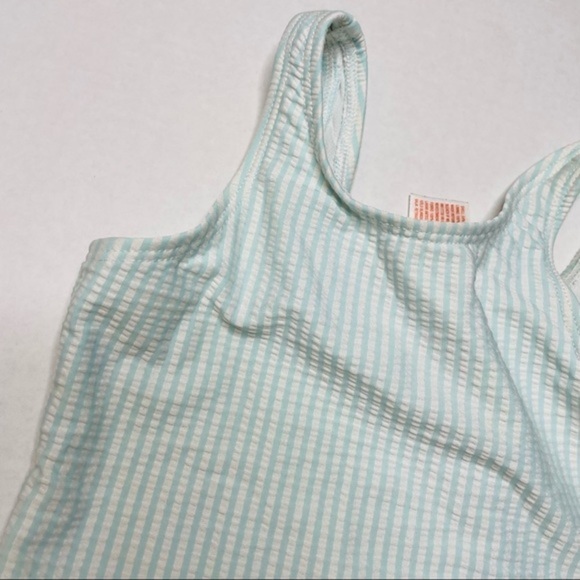 cat & Jack Mint & Coral Flower Stripe Tankini - Picture 4 of 6